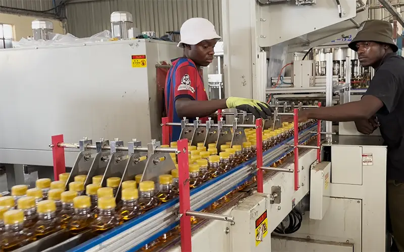 PET bottle liquor filling line running stably at 16000 BPH inside the customer's distillery